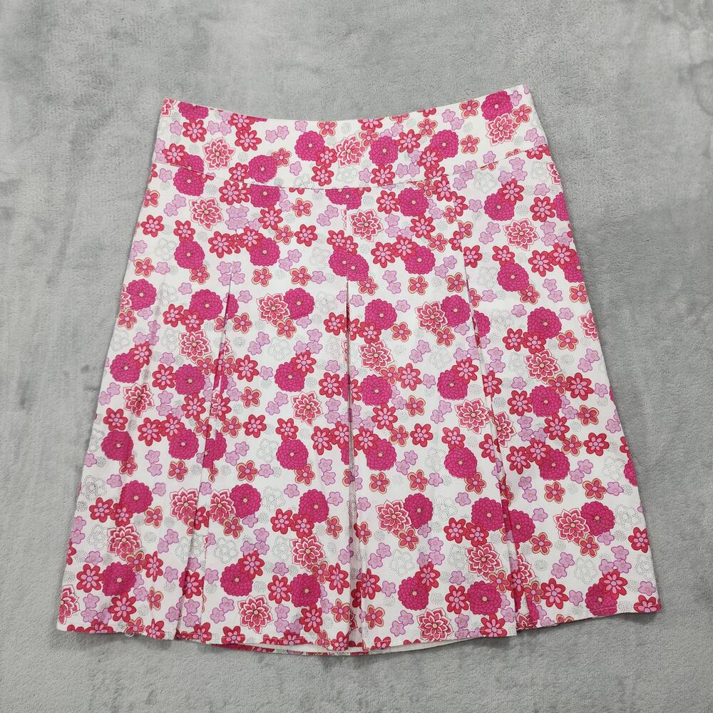Style&co. Skirt Womens 10P PETITE Pink Floral Pleated Knee Length Summer Cotton